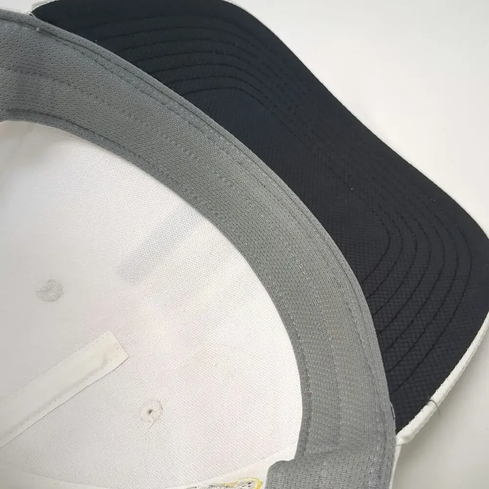 Adidas 5 Panel White Hat One Size Snapback BK Golf Performance Stripes Logo